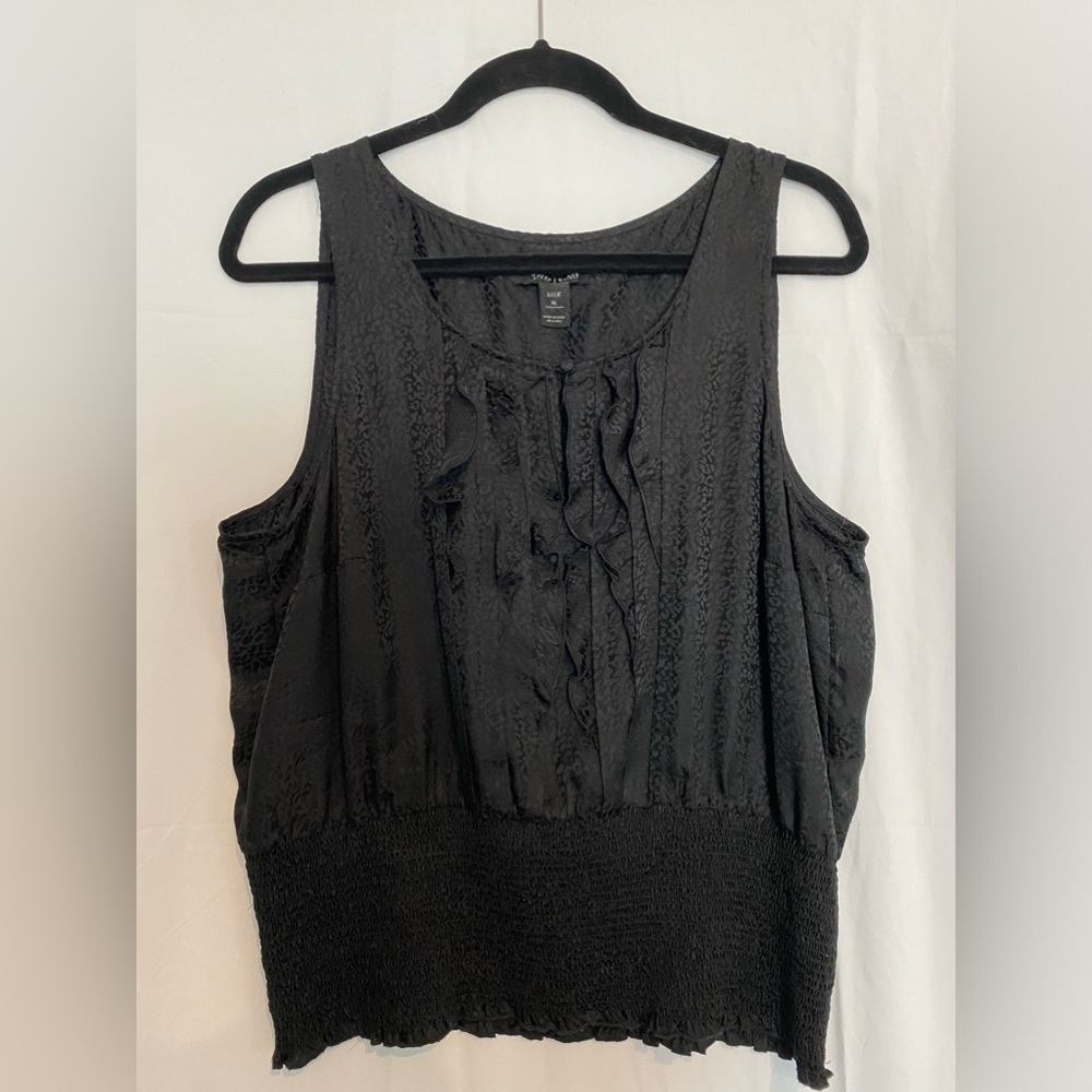 White House Black Market silk black blouse, Size XL, good condition